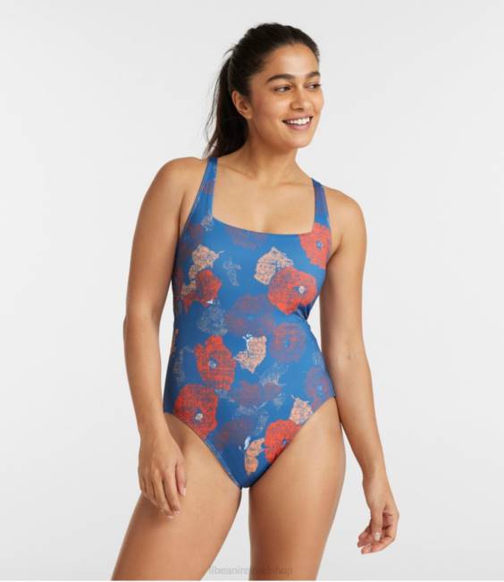 L.L.Bean New Currents Swimwear Women J46J4851 Clothing Rustic Blue Floral